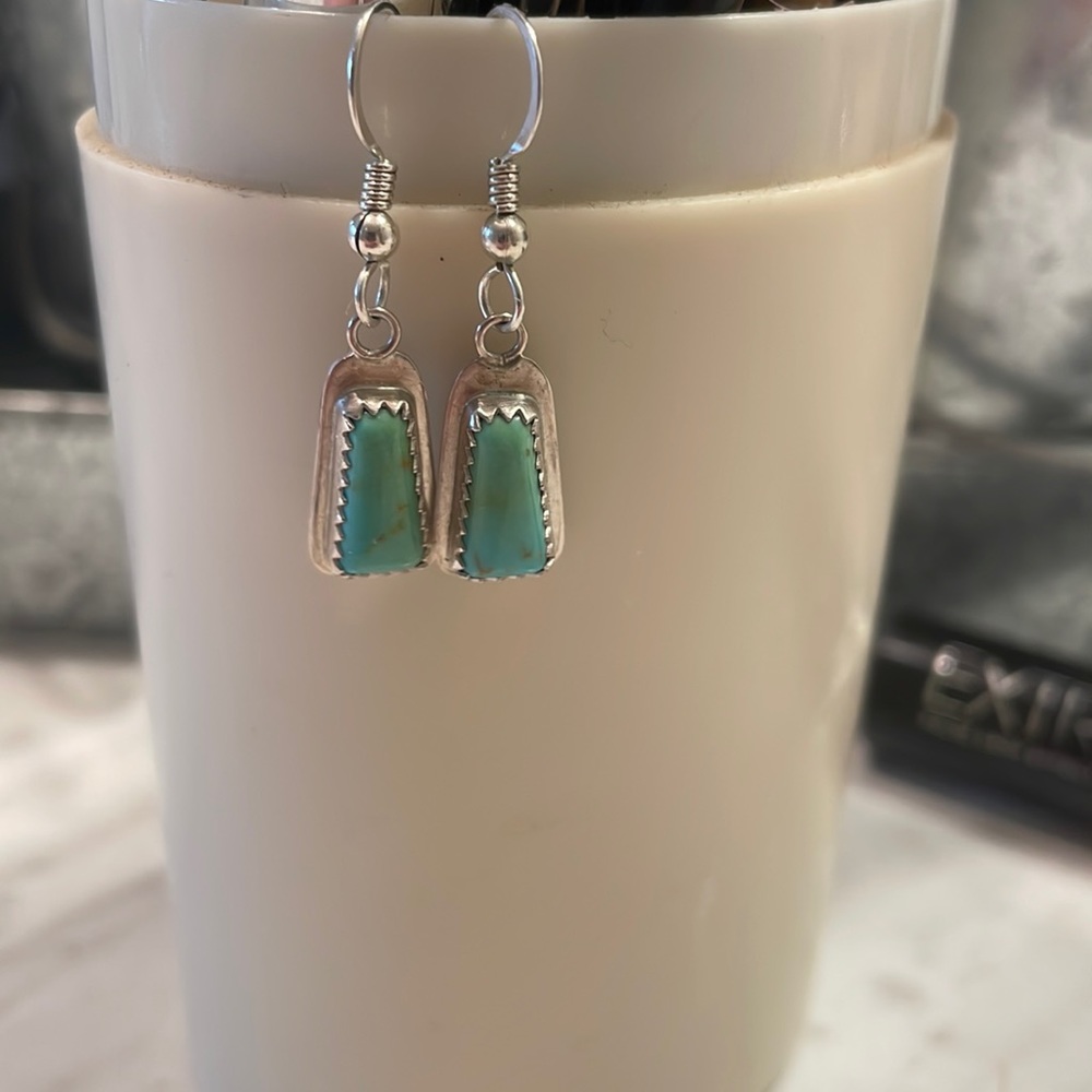 100% authentic handmade turquoise earrings with real turquoise, sterlings silver
